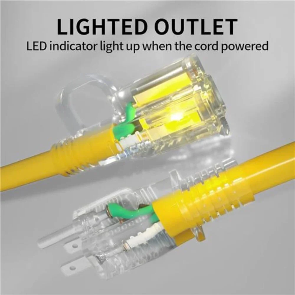 50 ft 12/3 Outdoor Extension Cord Waterproof Heavy Duty with Lighted Indicator